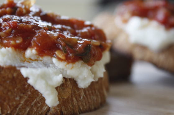 A cold weather treat: Oven-roasted Tomato Bruschetta