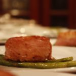 Prosciutto-Wrapped Scallops on a Bed of Roasted Asparagus