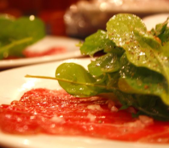 Tuna Carpaccio with Arugula Salad and Caper Vinaigrette
