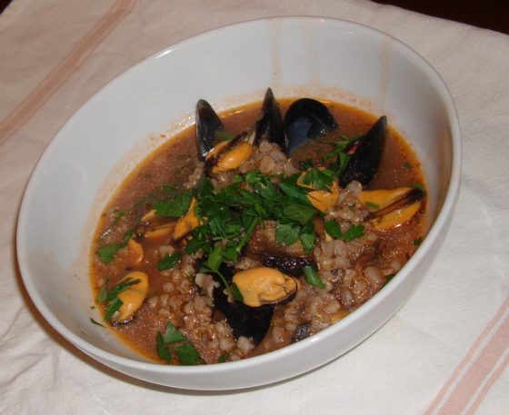 Farro Soup with Porcini and Mussels: Zuppetta de Farro con Funghi Porcini con Funghi