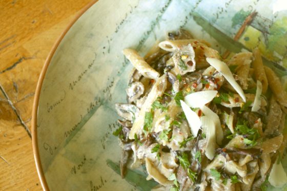 Pasta with Mushrooms, Radicchio and Ricotta