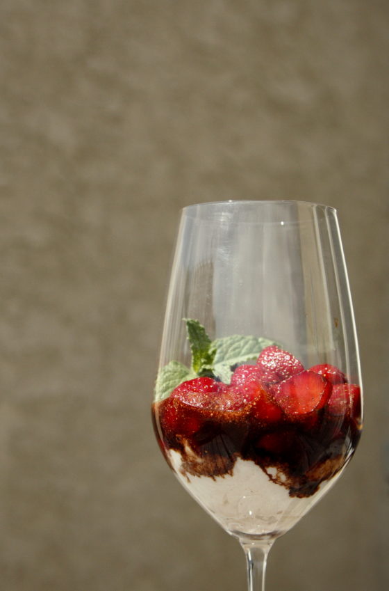 Balsamic Peppered Strawberries with Vanilla Scented Ricotta