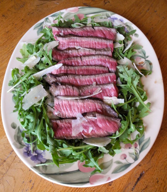 Marinated Flank Steak over Arugula and Parmesan Salad
