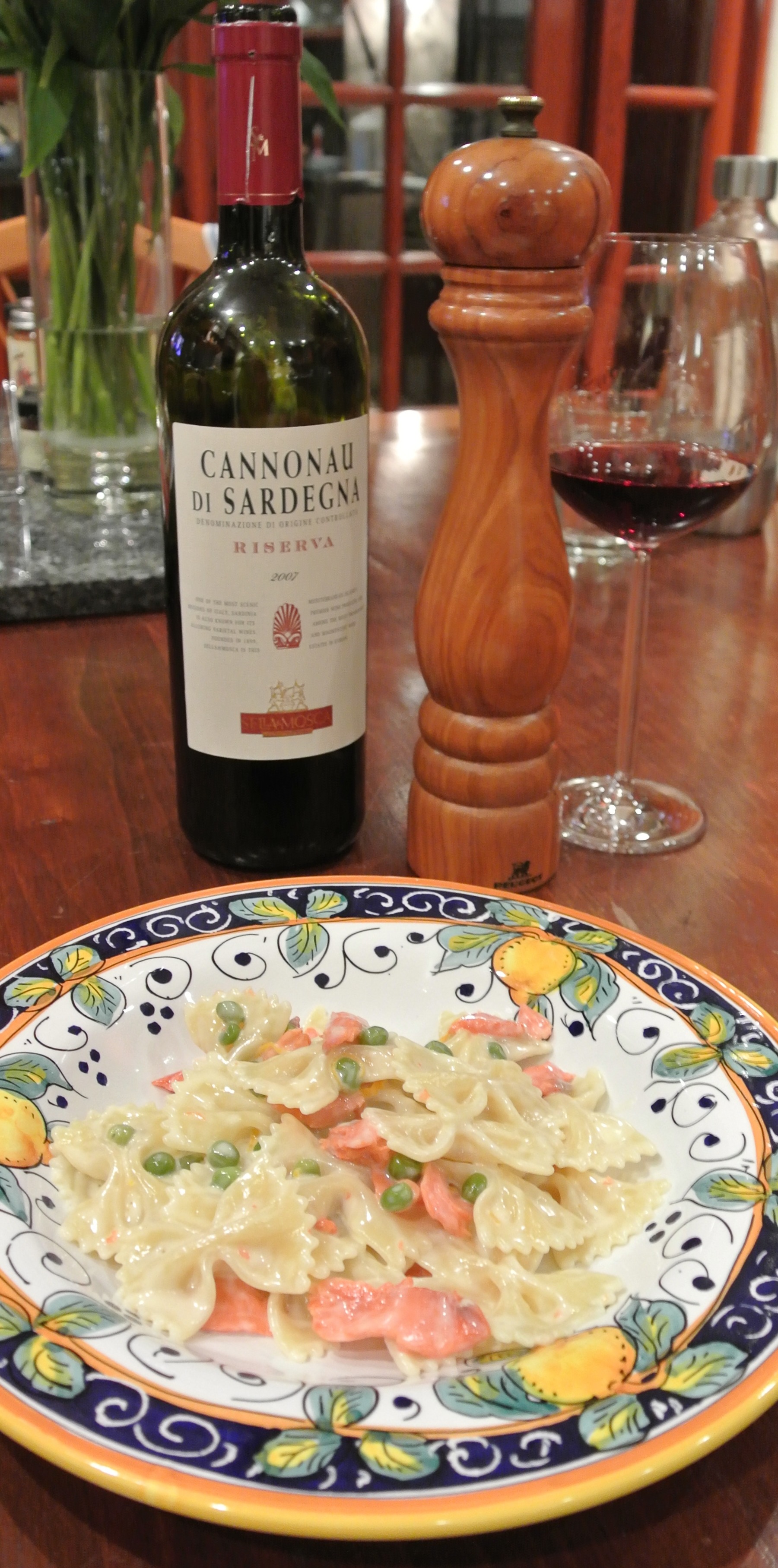 Salmon with farfalle pasta