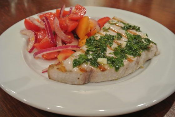 Swordfish with lemon-oregano bath (Pesce spada al salmoriglio)