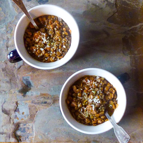 My Little Red Christmas Tree (and a pot of Italian Sausage and Lentil Soup)