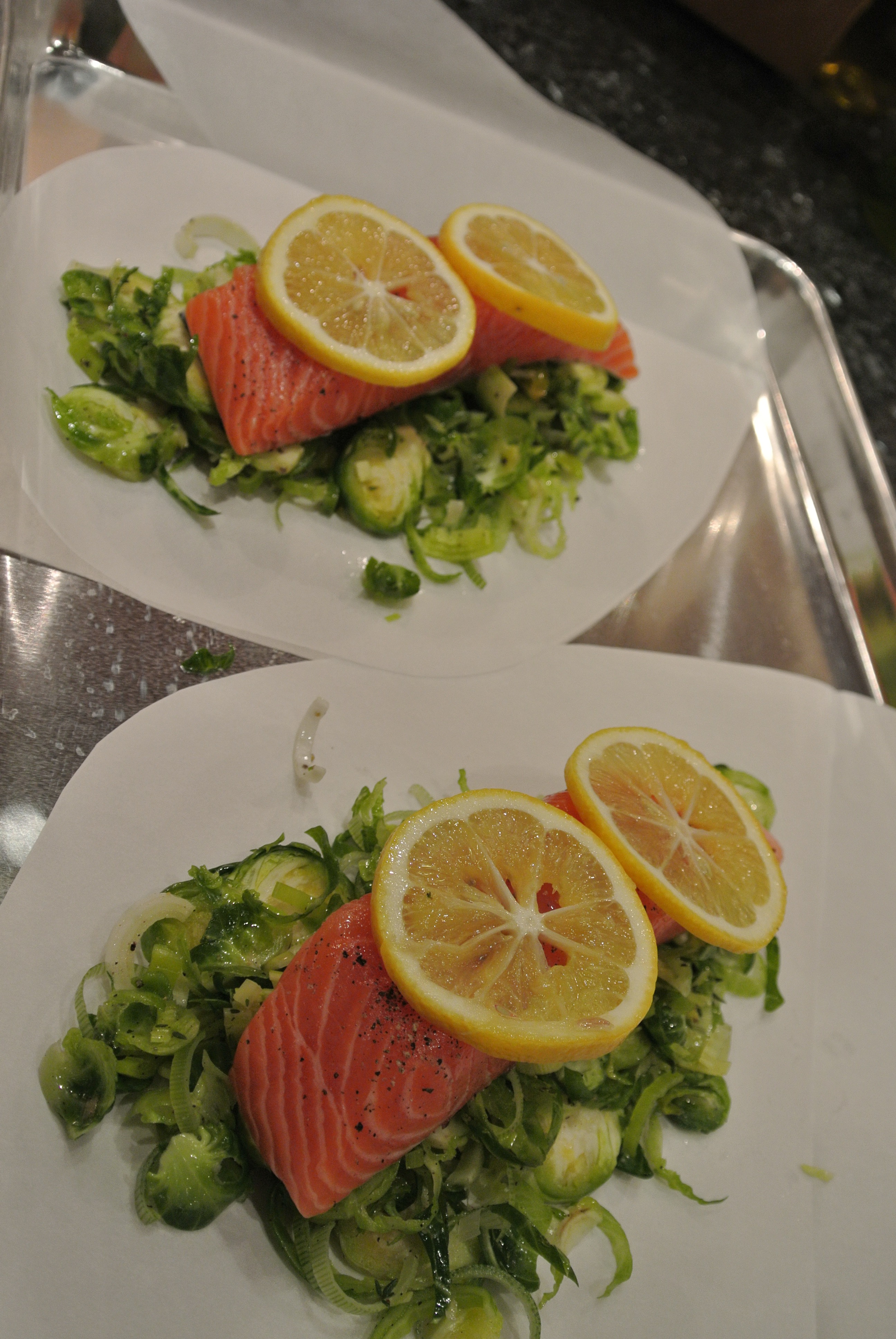 Preparing Salmone in Cartoccio