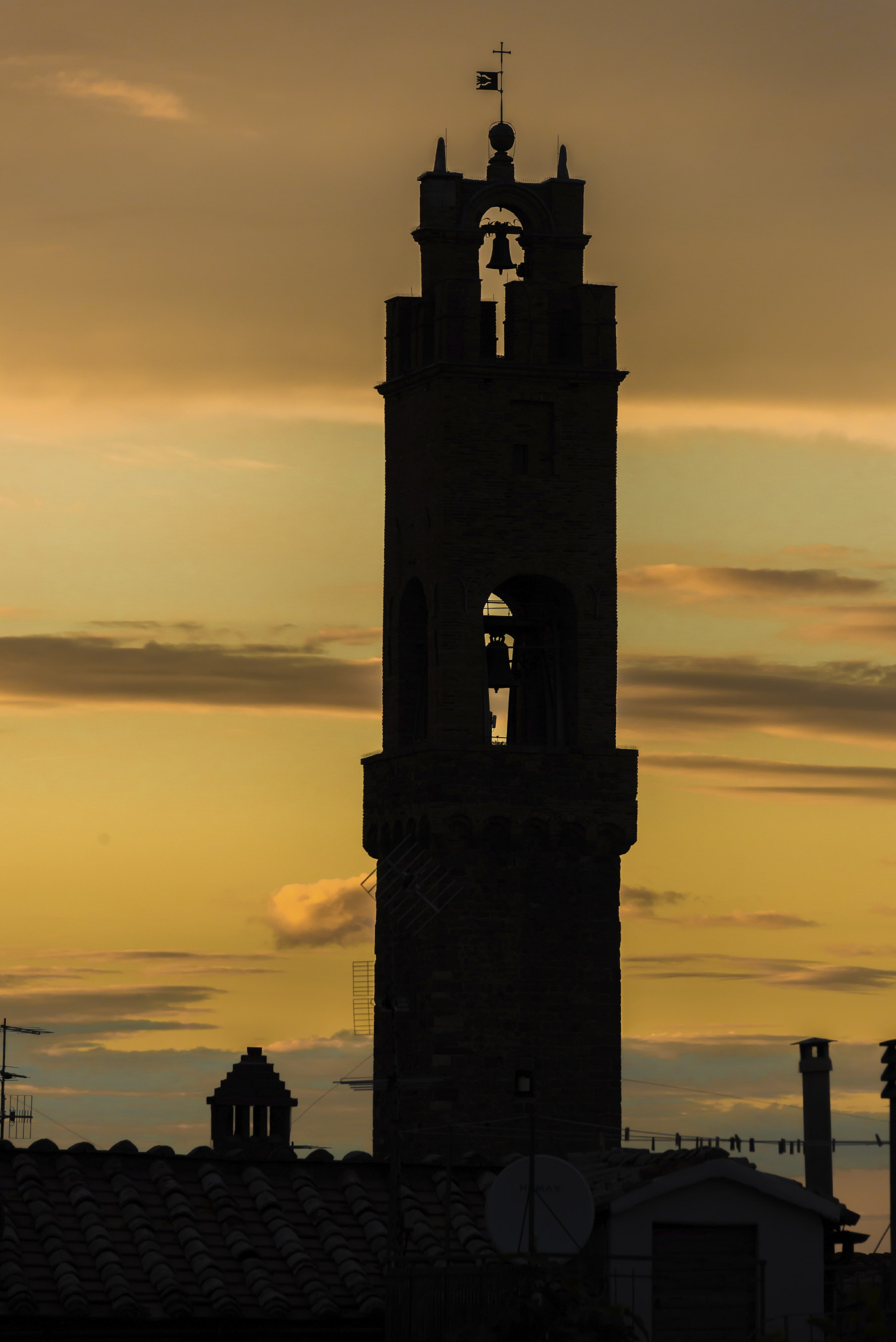 High tower at sunset in Montalcino