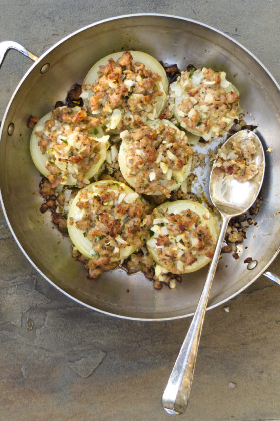 Stuffed! Cipolle Ripieni (Onions Stuffed with Sausage and Parmigiano)