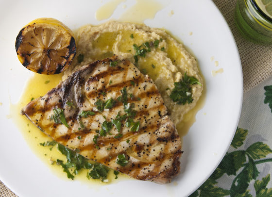 Food Memories: Grilled Swordfish with Chickpea Puree and Salmoriglio Sauce