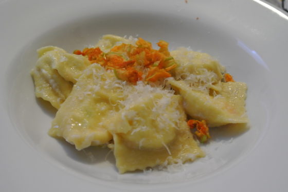 Zucchini blossom and ricotta agnolotti (Agnolotti di fiore di zucca e ricotta)
