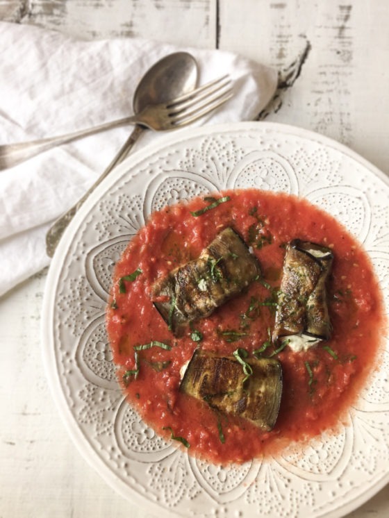 Summers’ Sultry Solstice: Eggplant Ricotta ‘Ravioli’ with Summer Tomato Sauce