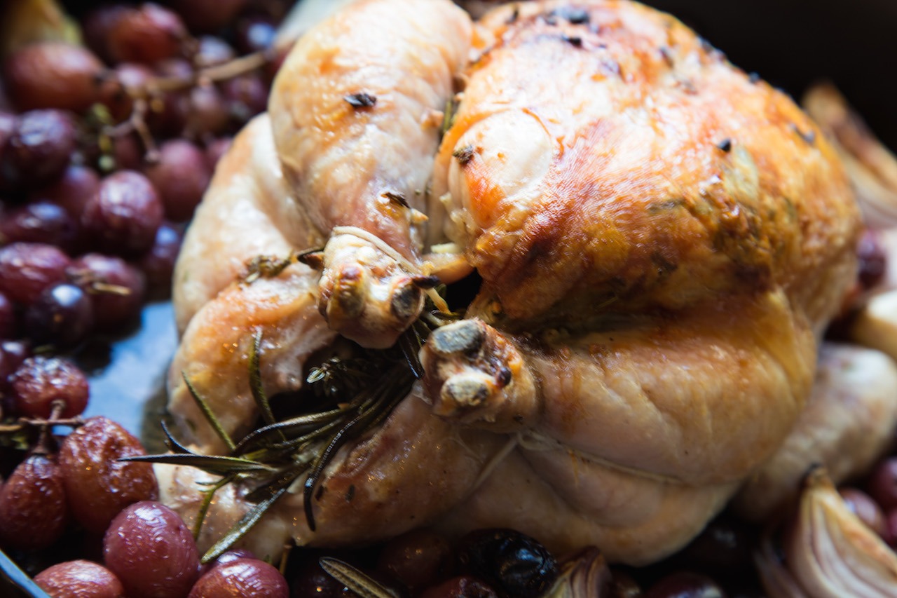 Roast Chicken with Grapes and Shallots | OurItalianTable.com