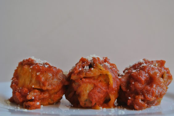 Eggplant-Wrapped Veal Meatballs