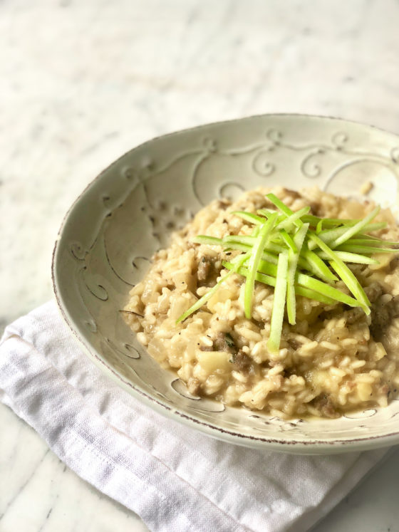 Risotto with Sausage, Green Apple, Pecorino and Honey too!