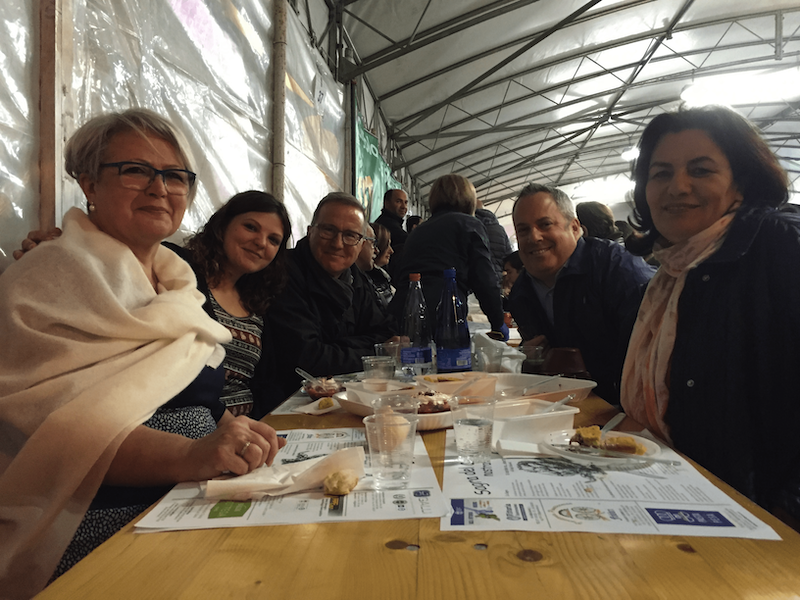 family together at food festival