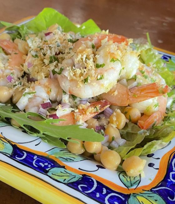 Ceci (Chickpeas) and Shrimp Salad with Anchovy Breadcrumbs
